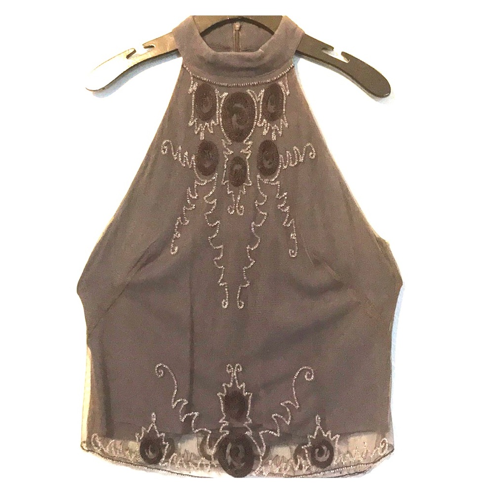 French Connection Grey Beaded Embellished
